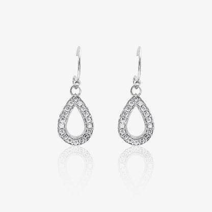 Silver CZ Raindrop Dangle Earrings