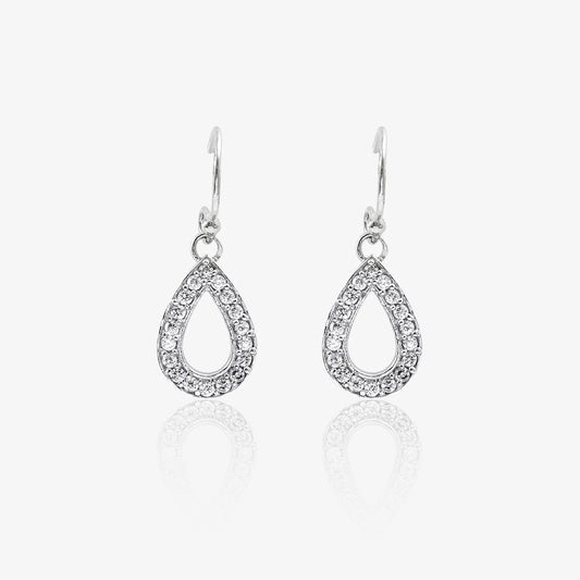Silver CZ Raindrop Dangle Earrings
