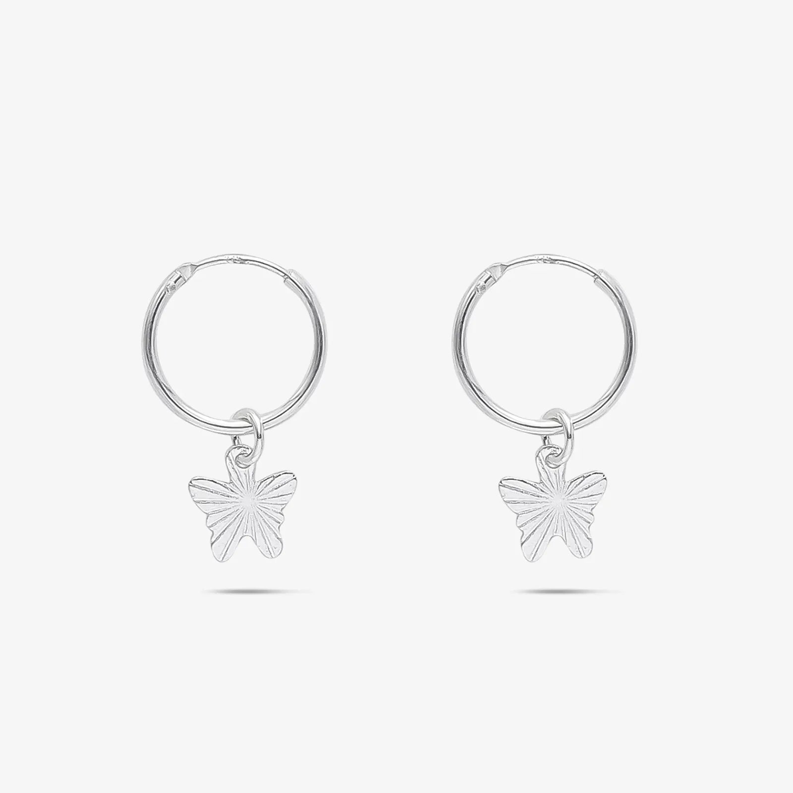Set of 2 Silver Butterfly & Tortoise Hoop Earrings for Kids - Tweov Jewels