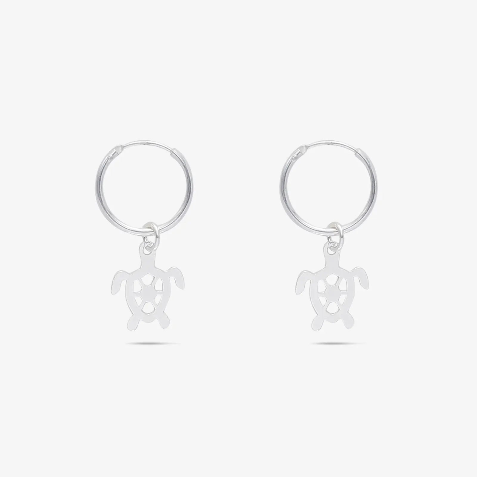 Set of 2 Silver Butterfly & Tortoise Hoop Earrings for Kids - Tweov Jewels