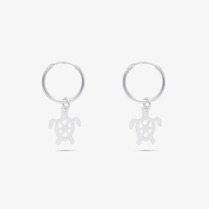 Set of 2 Silver Butterfly & Tortoise Hoop Earrings for Kids - Tweov Jewels