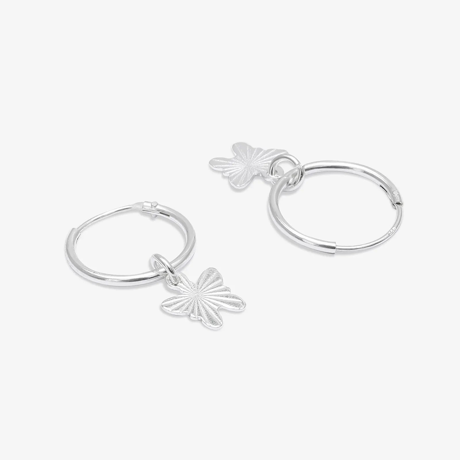 Set of 2 Silver Butterfly & Tortoise Hoop Earrings for Kids - Tweov Jewels