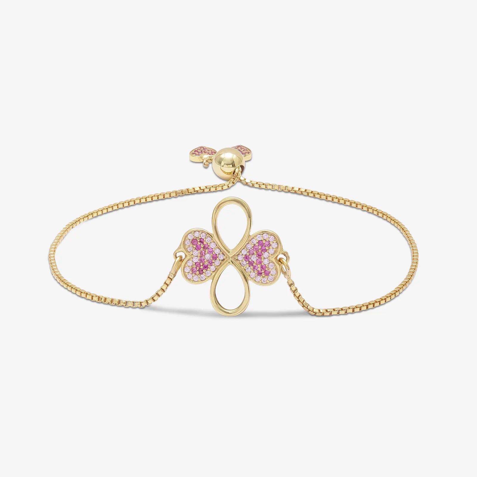 Pink Infinity Clover Bracelet For Women – Gold Plated 925 Sterling Silver