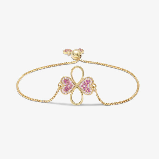 Pink Infinity Clover Bracelet For Women – Gold Plated 925 Sterling Silver