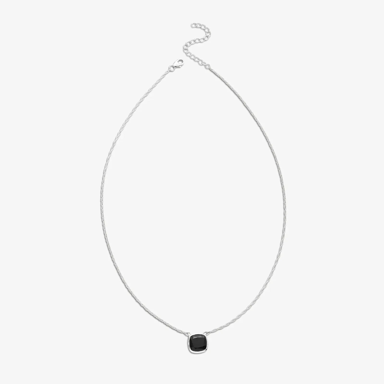 Simple Black Square Silver Necklace - Tweov Jewels