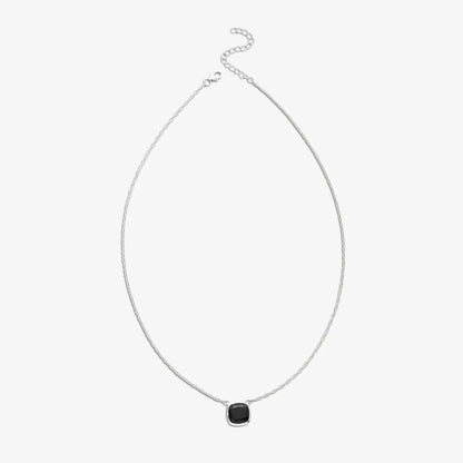 Simple Black Square Silver Necklace - Tweov Jewels