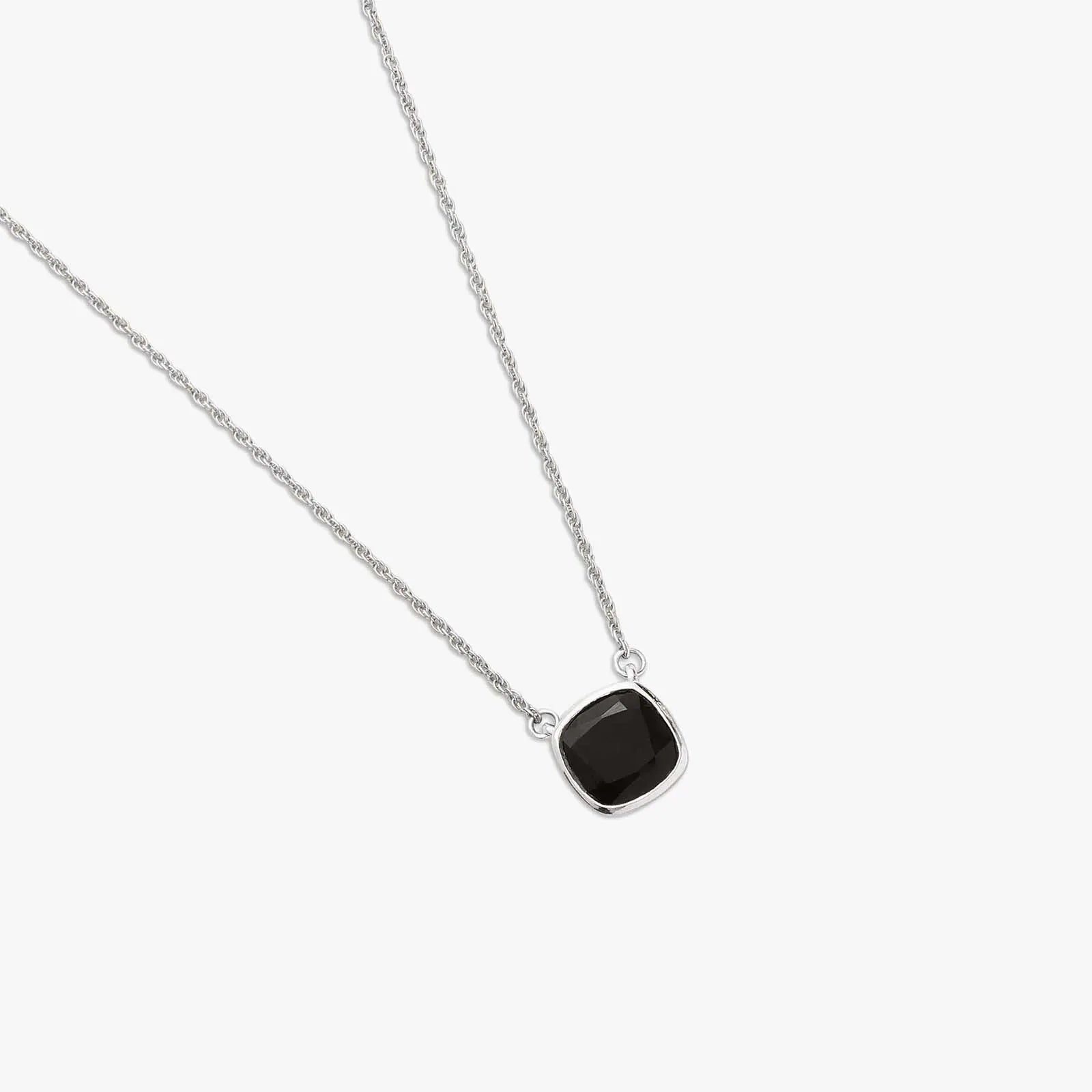Simple Black Square Silver Necklace - Tweov Jewels