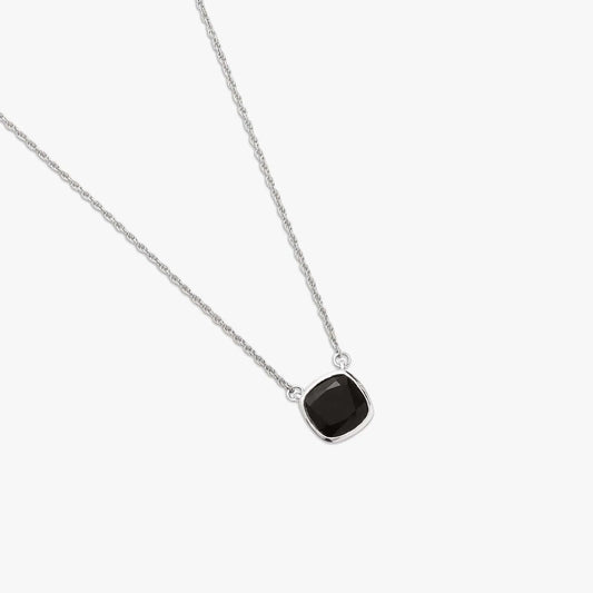 Simple Black Square Silver Necklace - Tweov Jewels