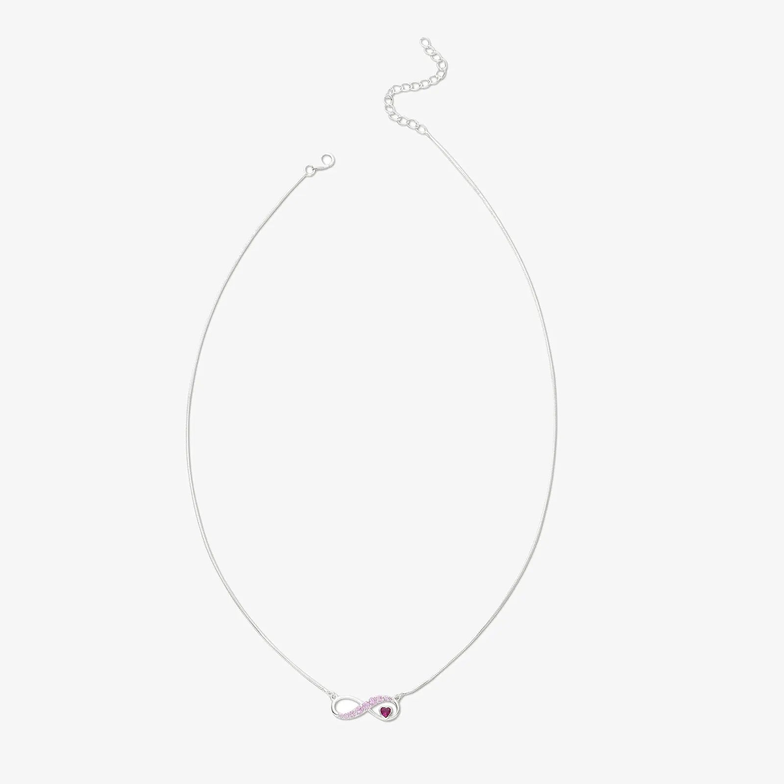 Infinity Pink Heart Silver Necklace - Tweov Jewels