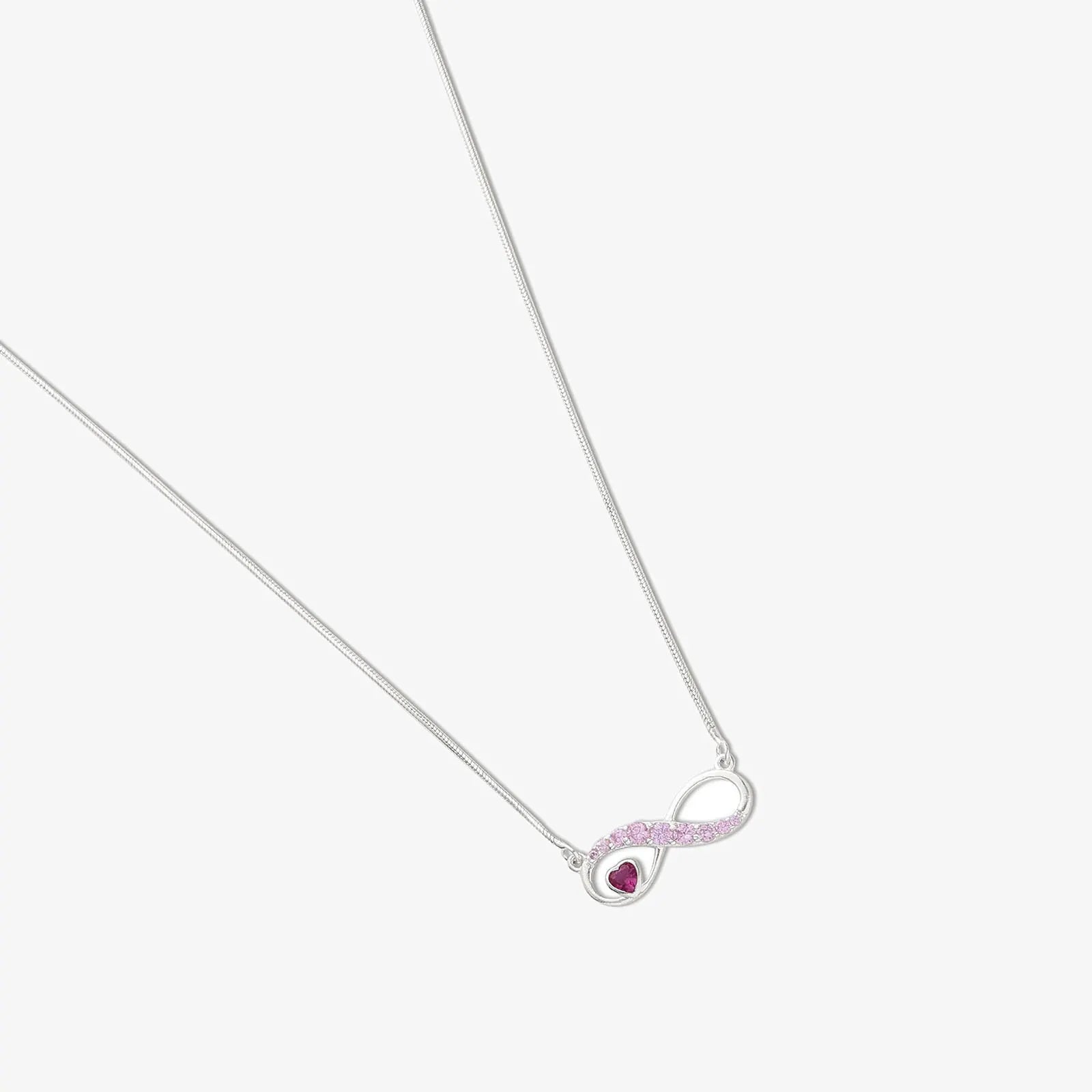 Infinity Pink Heart Silver Necklace - Tweov Jewels
