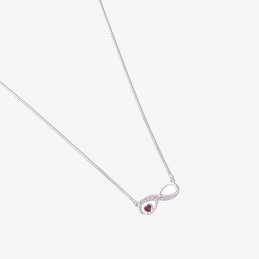 Infinity Pink Heart Silver Necklace - Tweov Jewels