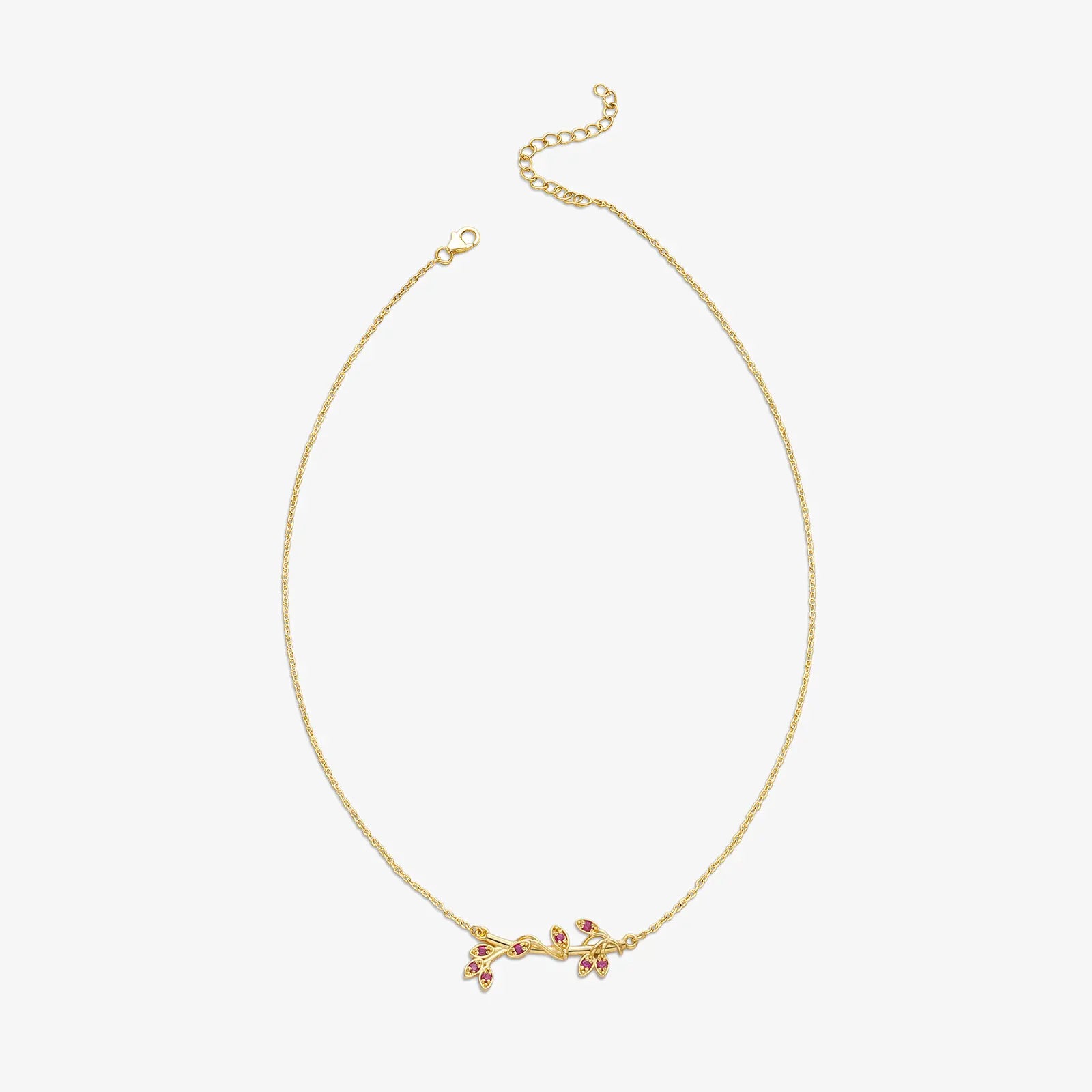 Gold Plated Pink Leaf Silver Necklace - Tweov Jewels