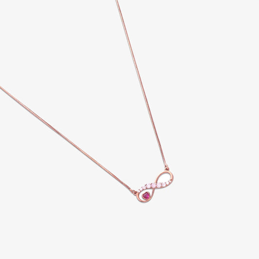 Rose Gold Infinity Pink Heart Silver Necklace - Tweov Jewels