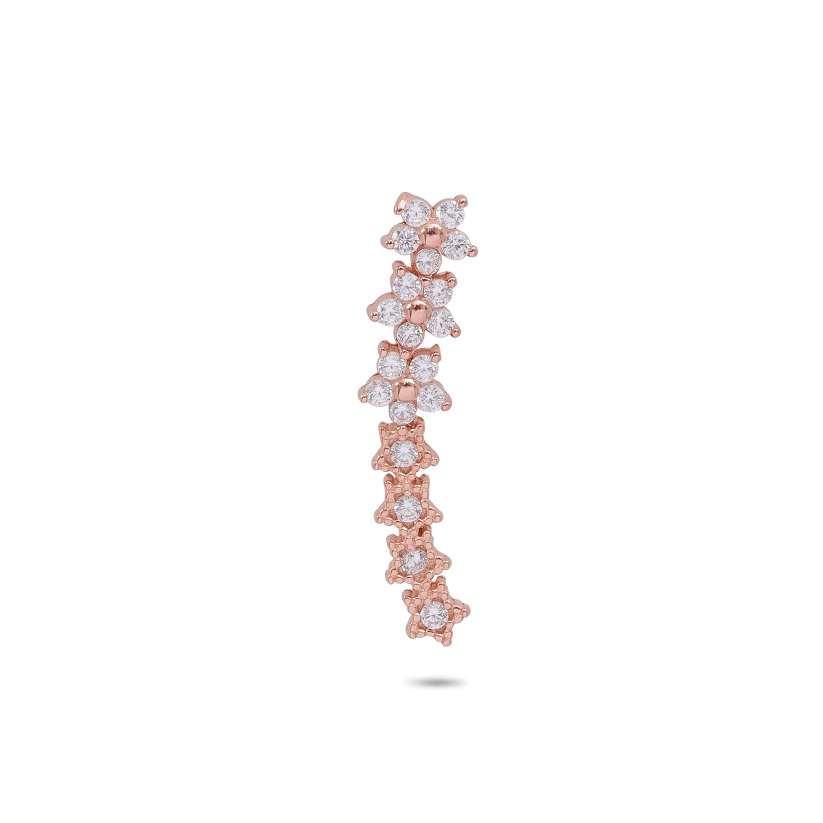 Rose Gold Silver Floral Star Ear Cuffs for Women - Tweov Jewels