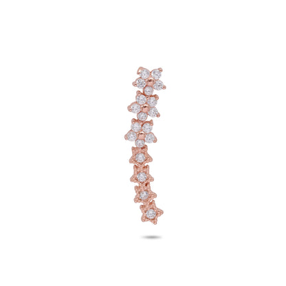 Rose Gold Silver Floral Star Ear Cuffs for Women - Tweov Jewels