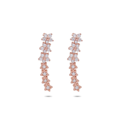 Rose Gold Silver Floral Star Ear Cuffs for Women - Tweov Jewels