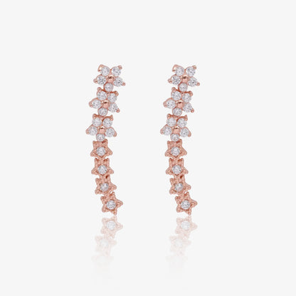 Rose Gold Silver Floral Star Ear Cuffs for Women - Tweov Jewels
