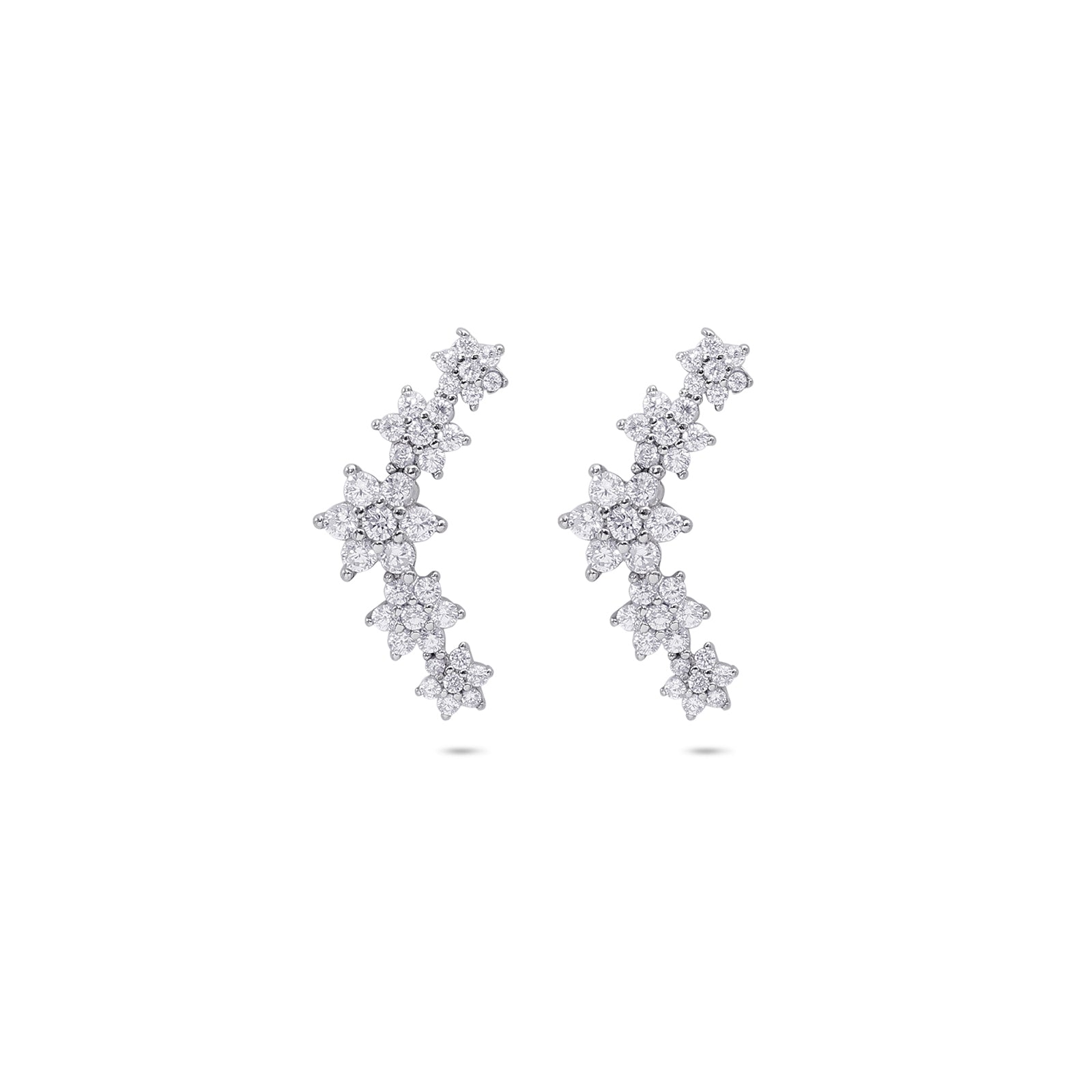 Floral Design Silver Cuff Earrings for Women - Tweov Jewels