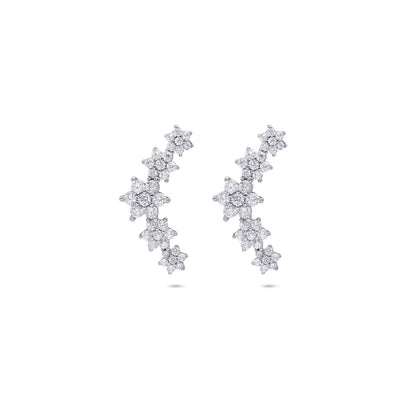 Floral Design Silver Cuff Earrings for Women - Tweov Jewels