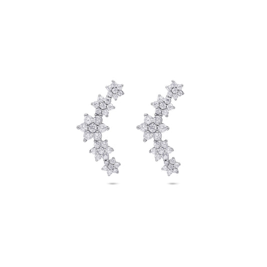 Floral Design Silver Cuff Earrings for Women - Tweov Jewels