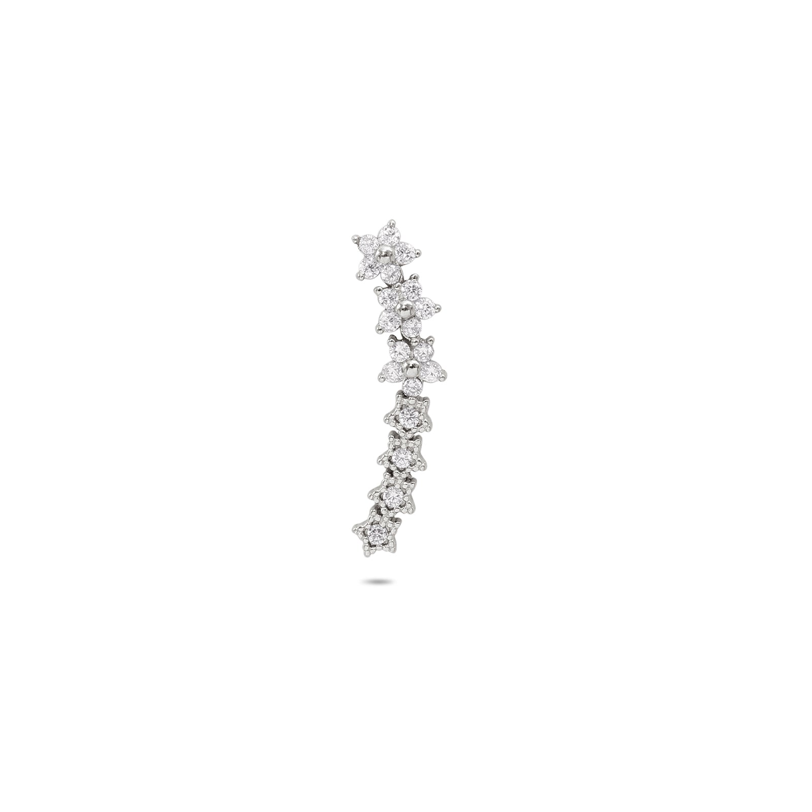 Silver Floral Star Ear Cuffs for Women - Tweov Jewels