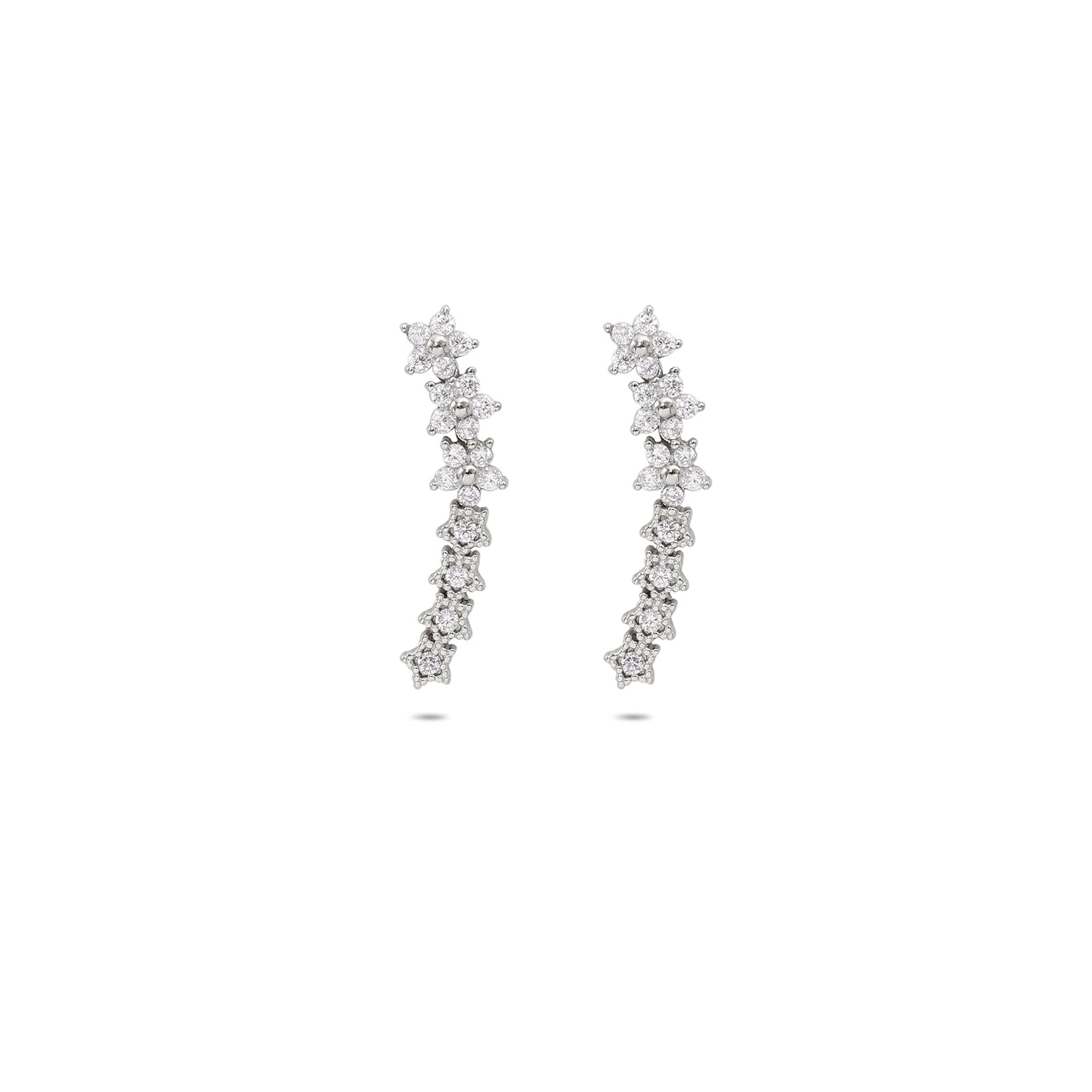 Silver Floral Star Ear Cuffs for Women - Tweov Jewels