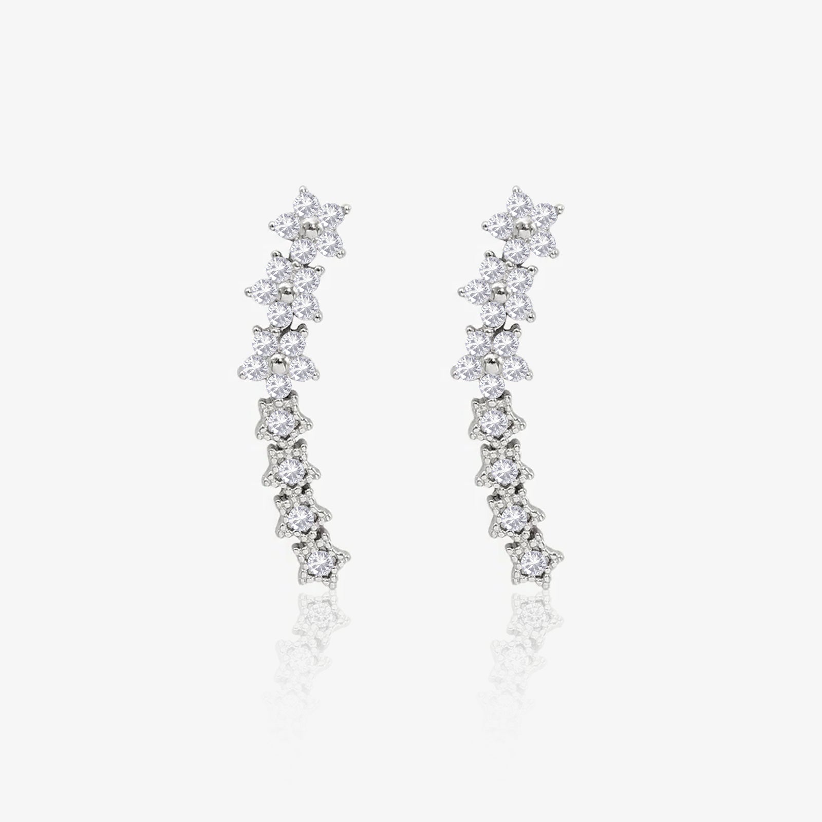Silver Floral Star Ear Cuffs for Women