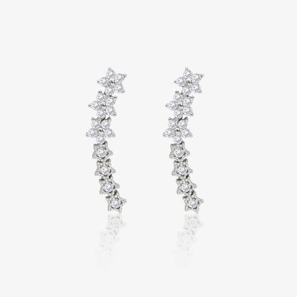 Silver Floral Star Ear Cuffs for Women