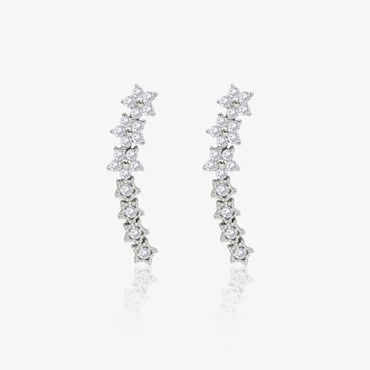 Silver Floral Star Ear Cuffs for Women