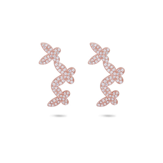 Rose Gold Butterfly Design Silver Earrings for Women - Tweov Jewels