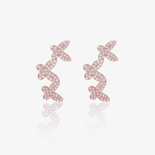 Rose Gold Butterfly Design Silver Earrings for Women