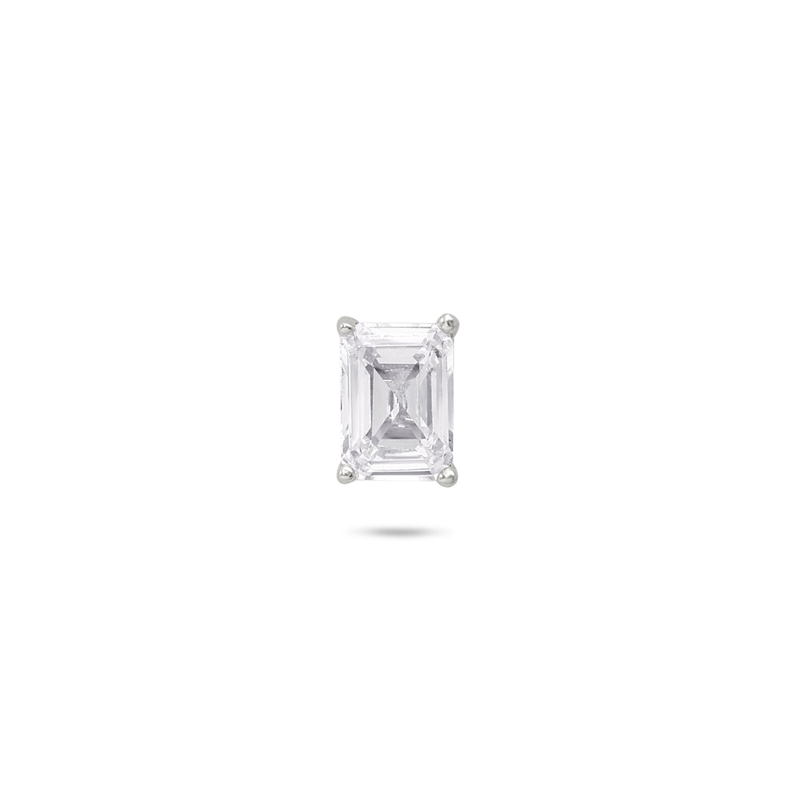 American Diamond Silver Rectangle Stud Earrings - Tweov Jewels