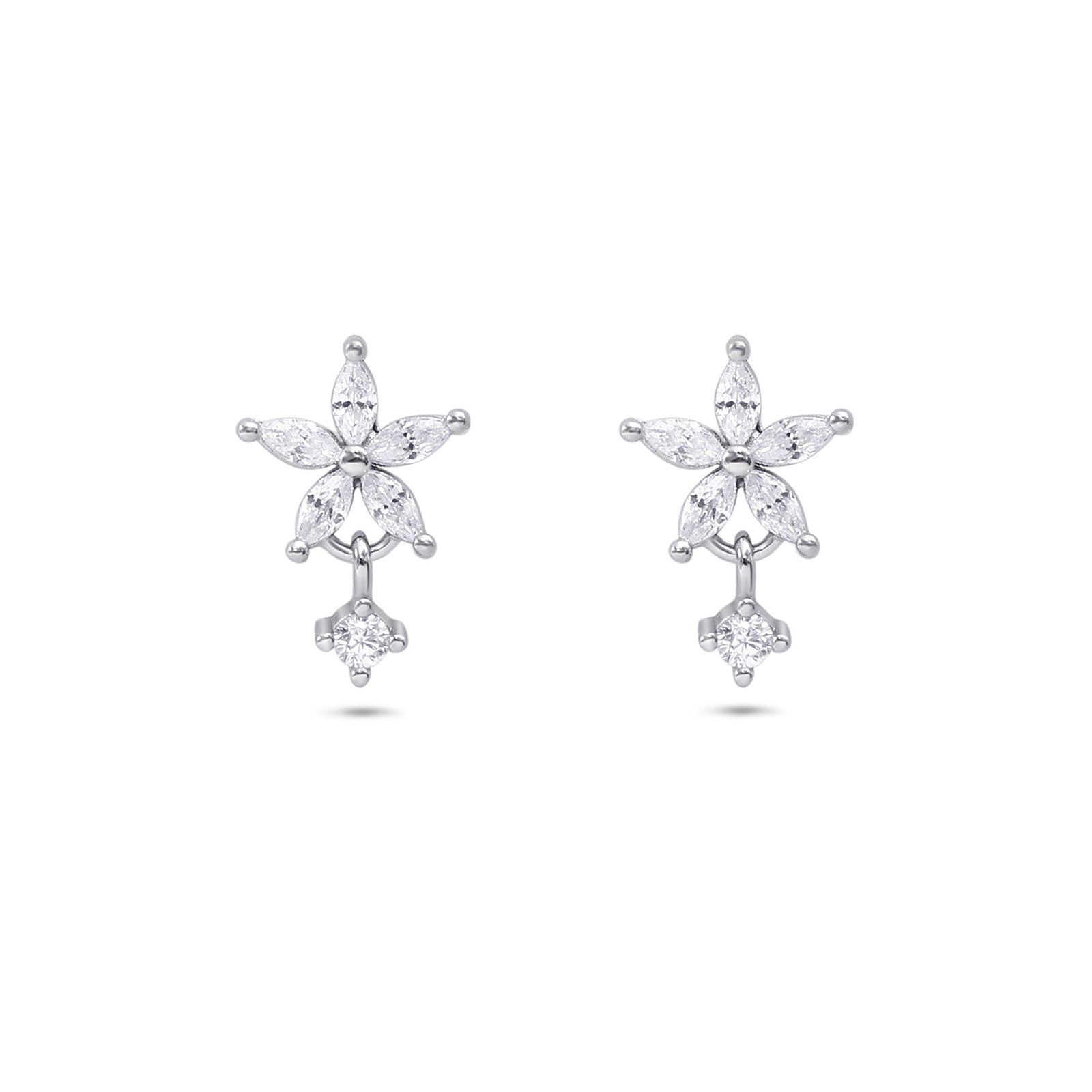 Flower Design Silver Stud Earrings for Women - Tweov Jewels