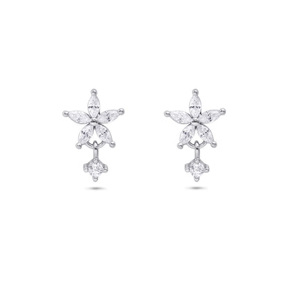 Flower Design Silver Stud Earrings for Women - Tweov Jewels