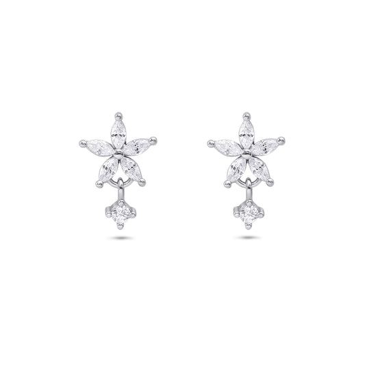 Flower Design Silver Stud Earrings for Women - Tweov Jewels