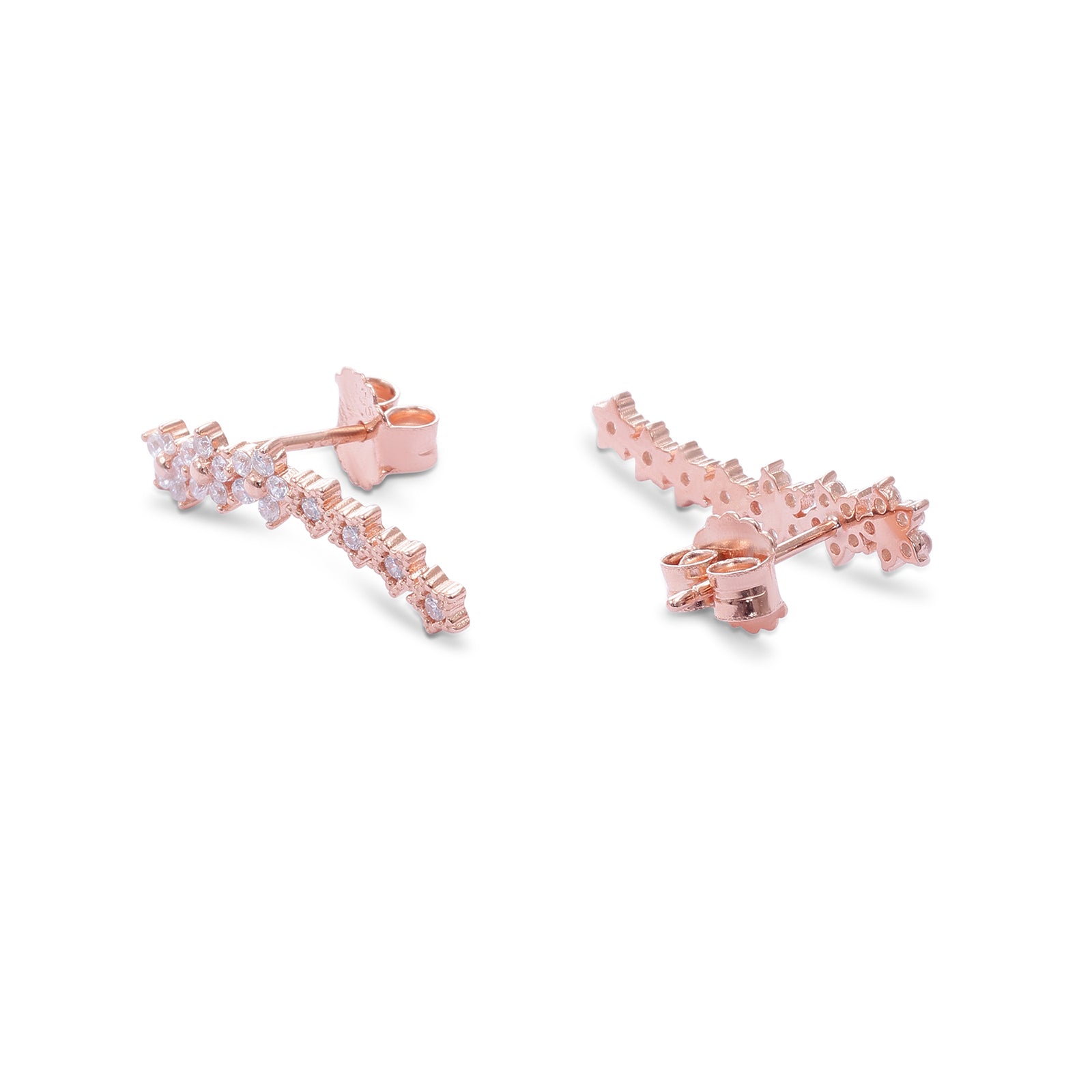 Rose Gold Silver Floral Star Ear Cuffs for Women - Tweov Jewels