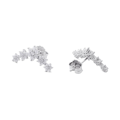 Floral Design Silver Cuff Earrings for Women - Tweov Jewels
