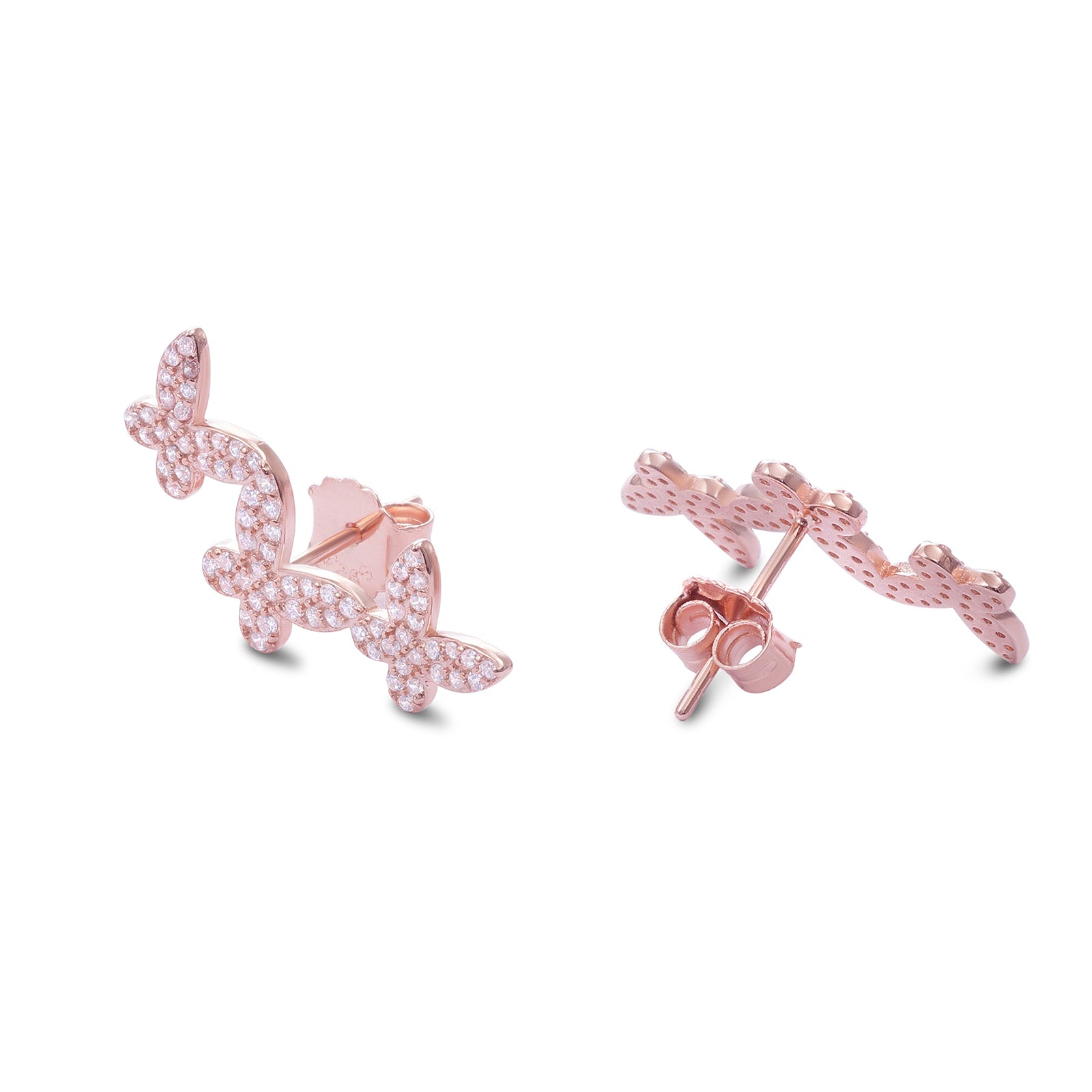 Rose Gold Butterfly Design Silver Earrings for Women - Tweov Jewels