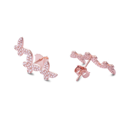 Rose Gold Butterfly Design Silver Earrings for Women - Tweov Jewels