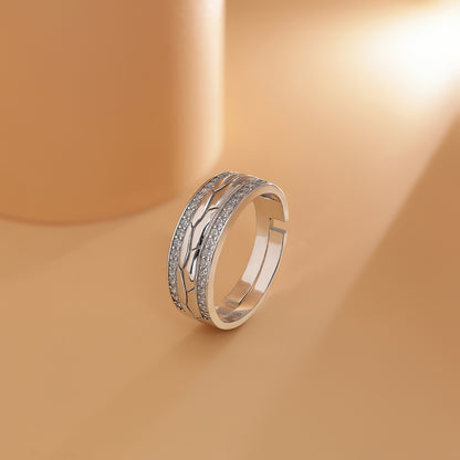 Dual Layered CZ Silver Ring for Men