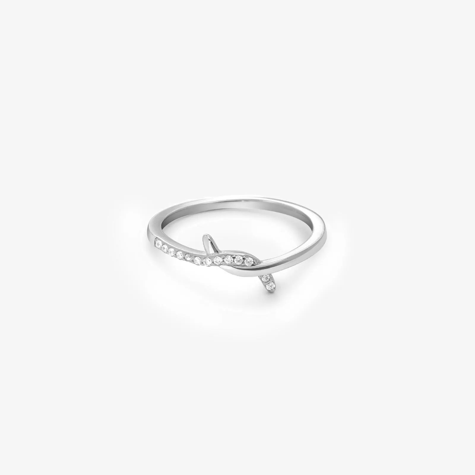 CZ Studded Silver Knot Finger Ring for Women - Tweov Jewels