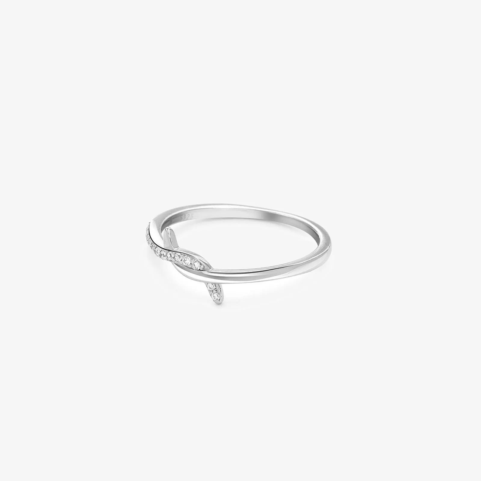 CZ Studded Silver Knot Finger Ring for Women - Tweov Jewels