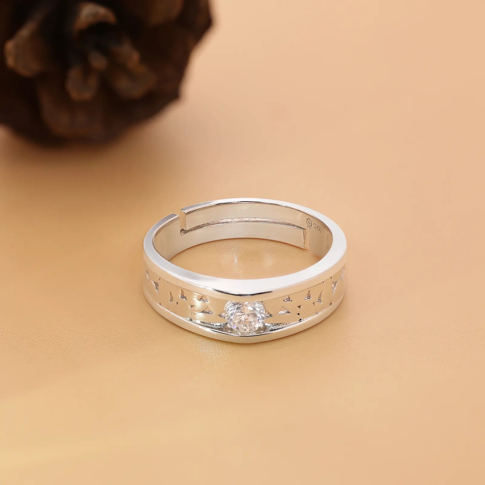 CZ Textured Band Ring For Men - Tweov Jewels
