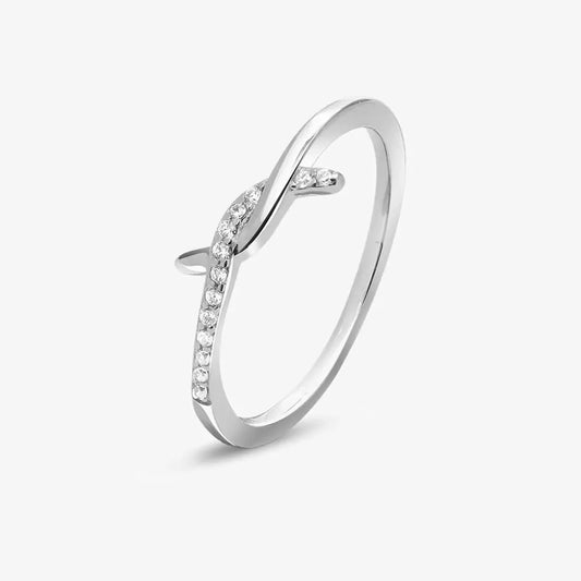 CZ Studded Silver Knot Finger Ring for Women - Tweov Jewels