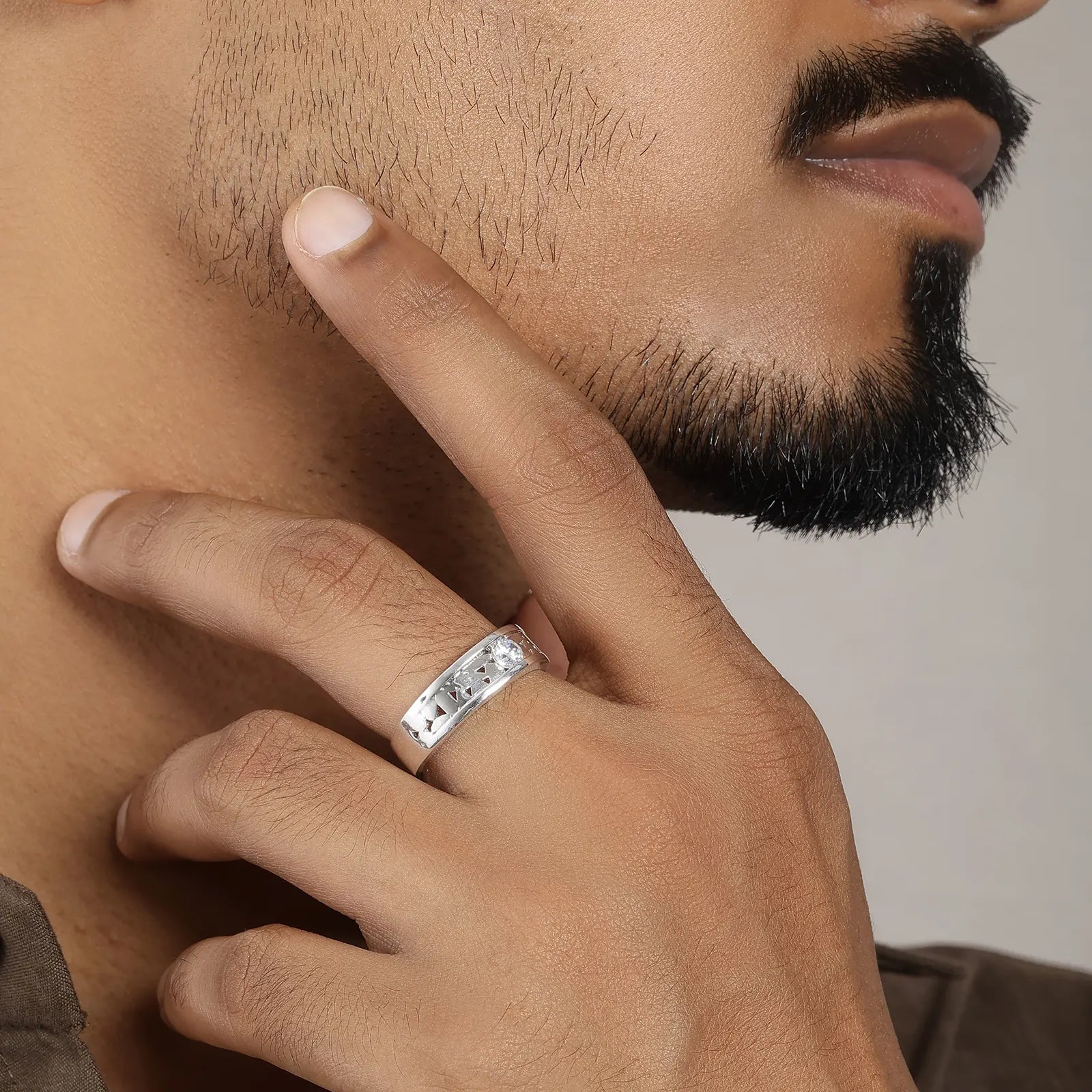CZ Textured Band Ring For Men - Tweov Jewels