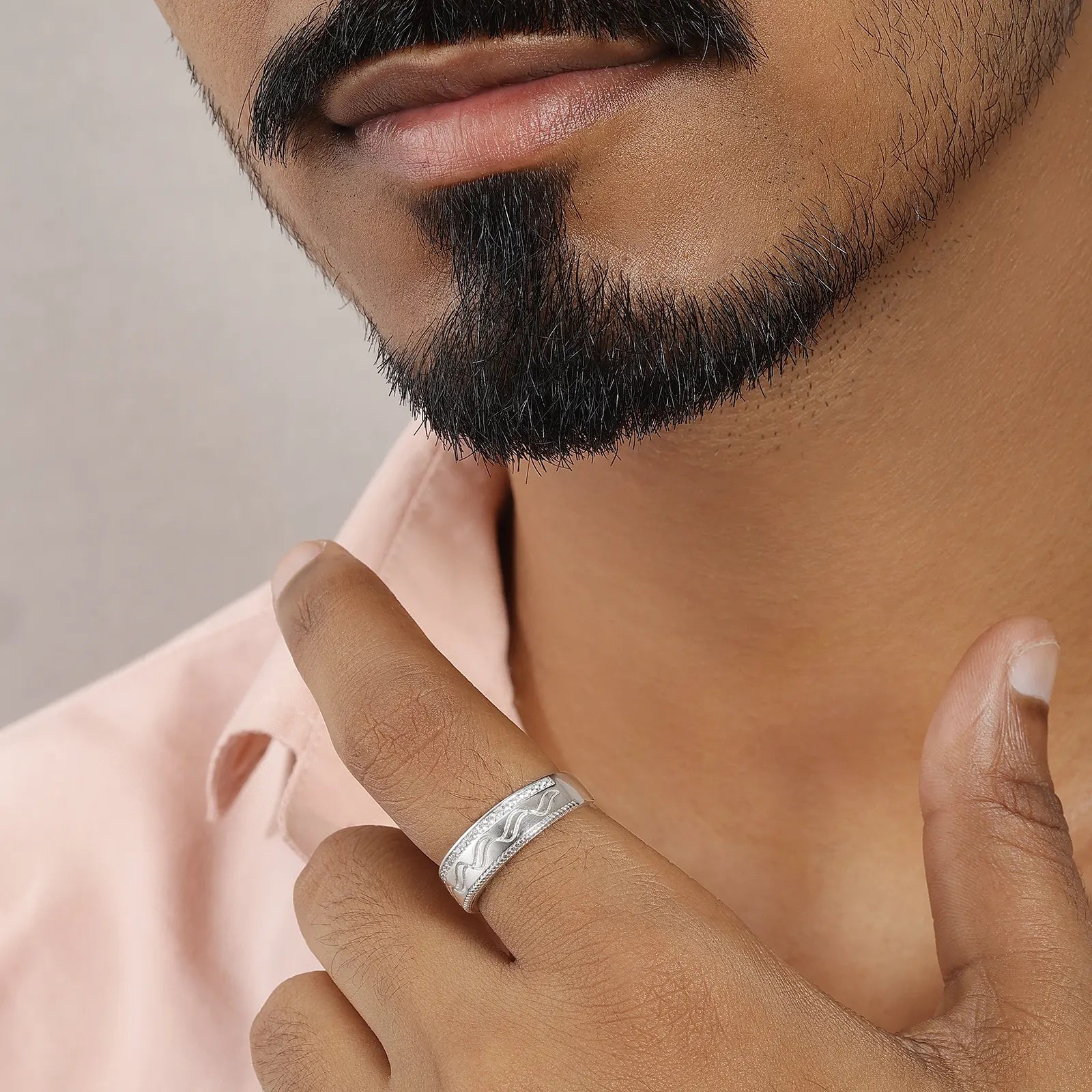 CZ Wave Band Ring For Men - Tweov Jewels