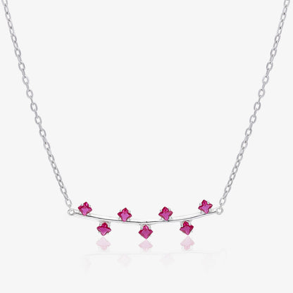 Floral Branch Ruby Silver Necklace - Tweov Jewels