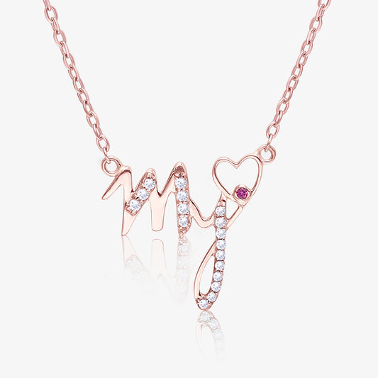 My Heart Rose Gold Silver Necklace