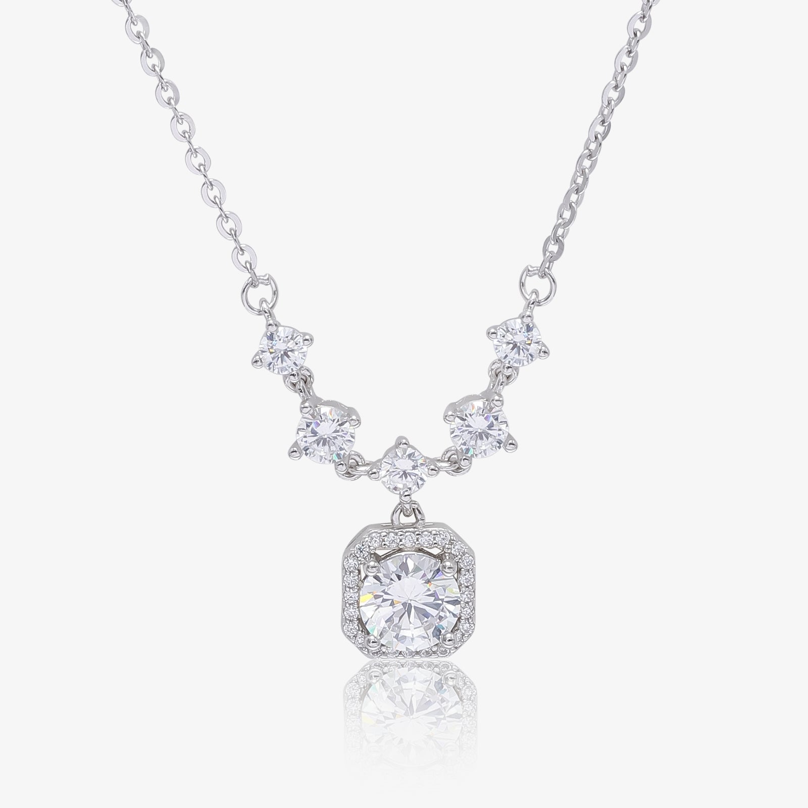Silver Square Diamond Necklace for Women - Tweov Jewels