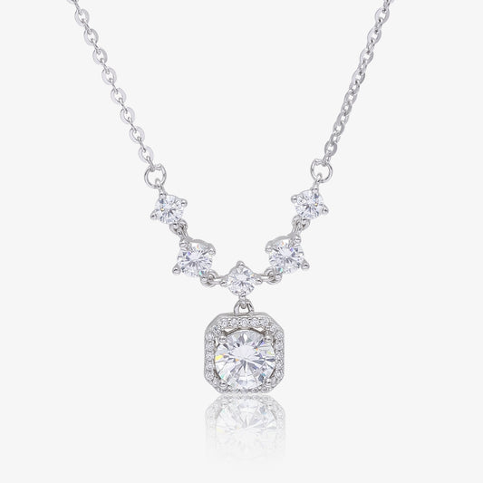Silver Square Diamond Necklace for Women